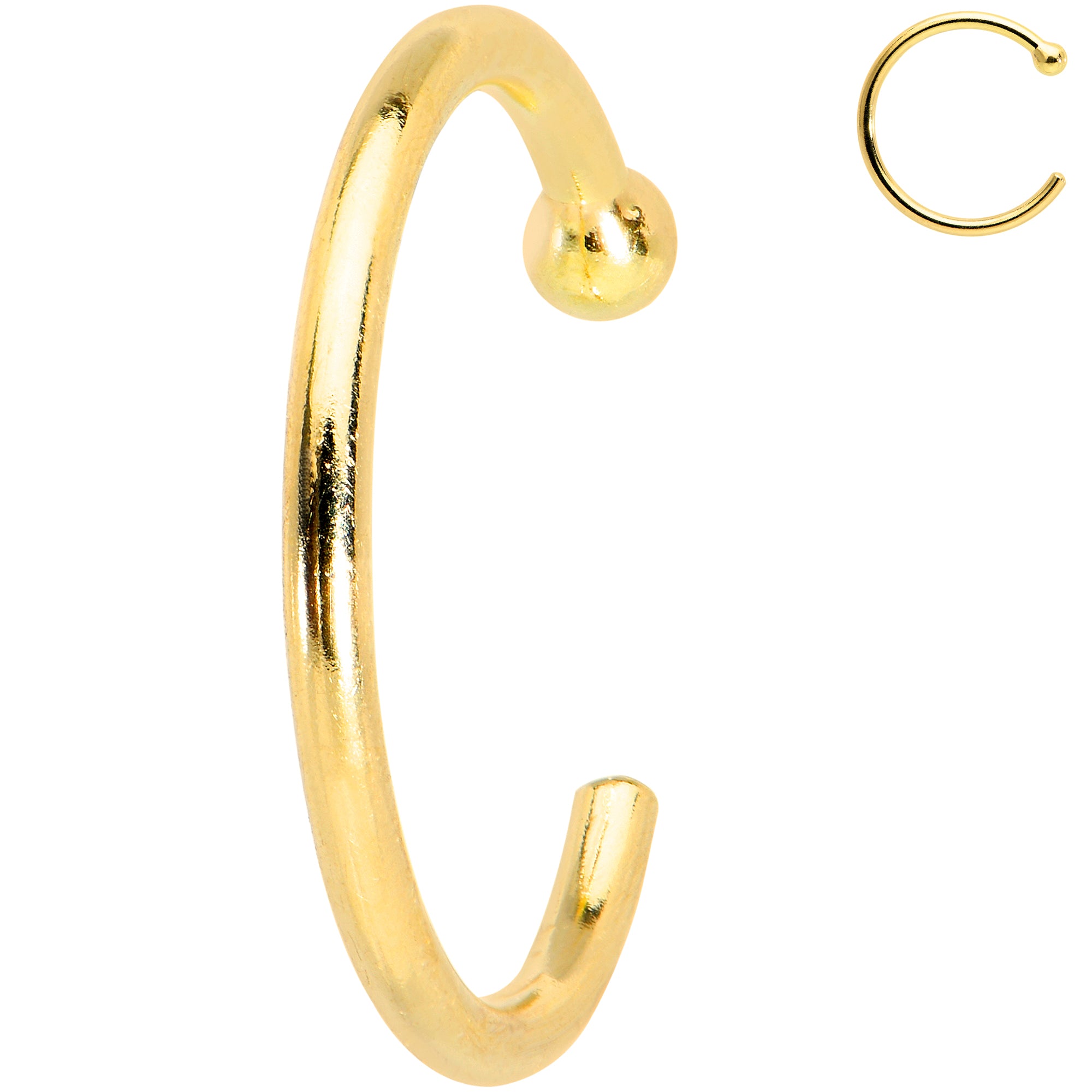20G 5/16 Solid 18K Yellow Gold Nose Hoop