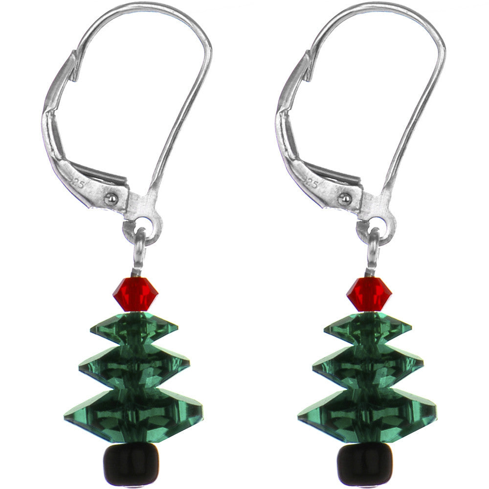 Christmas Tree Earrings Created with Crystals