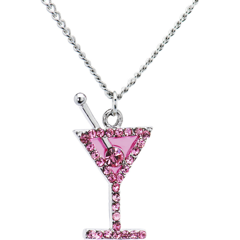 Pink Crystal Martini Necklace