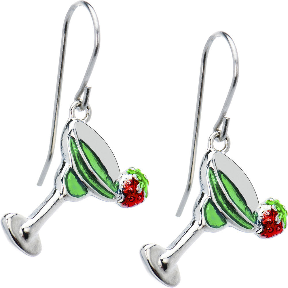 Stainless Steel Green Margarita Drink Earrings