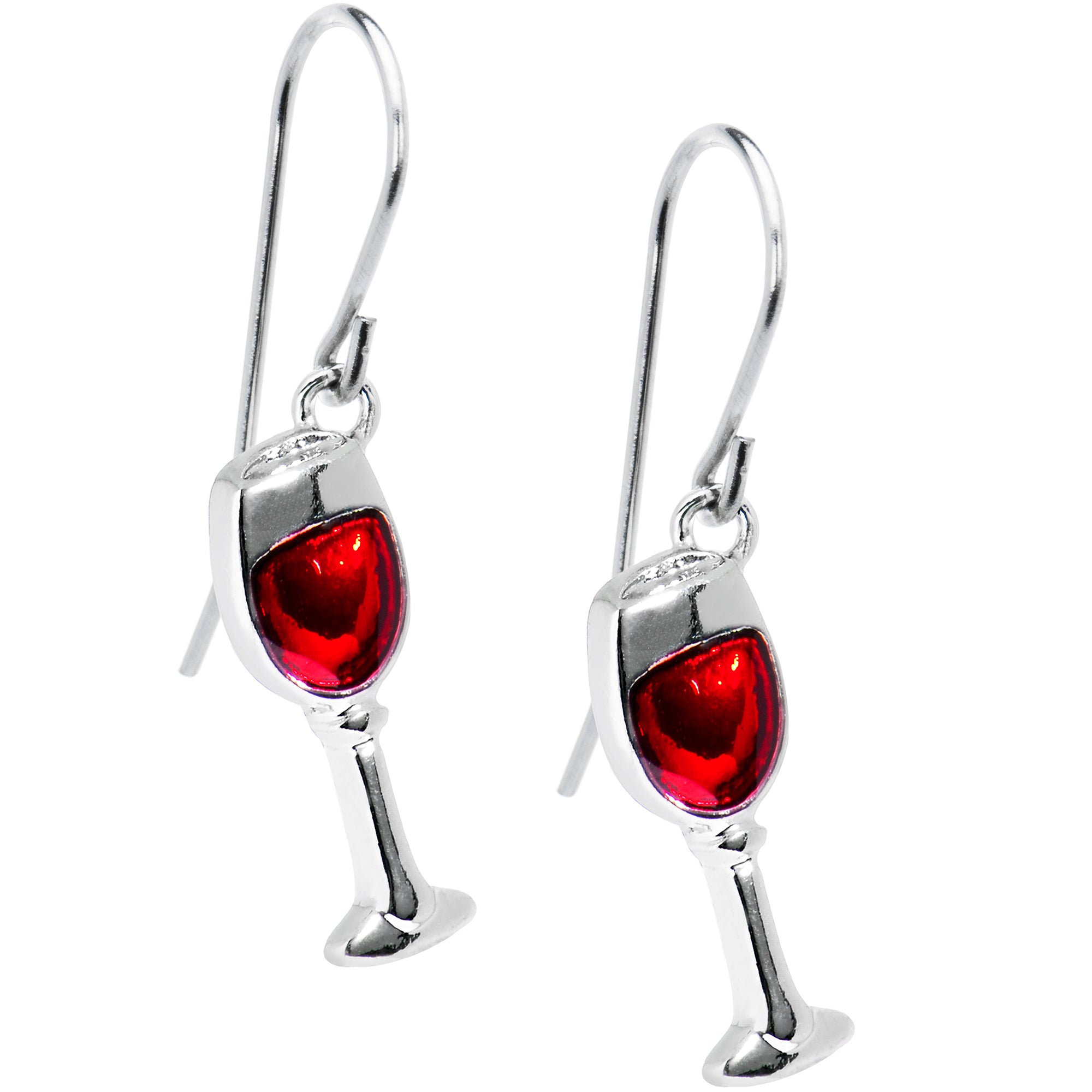 Stainless Steel Red Wine Glass Earrings