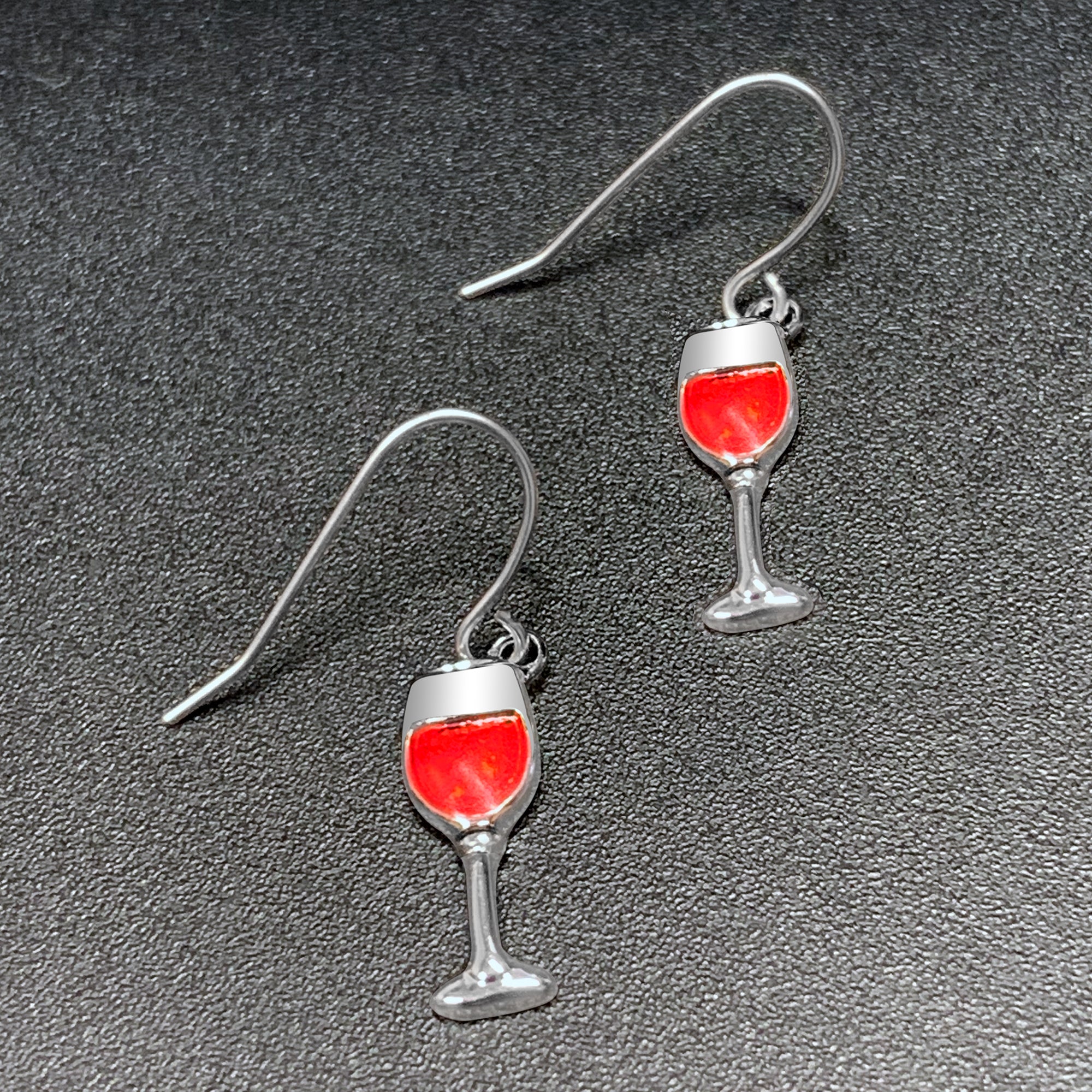 Stainless Steel Red Wine Glass Earrings