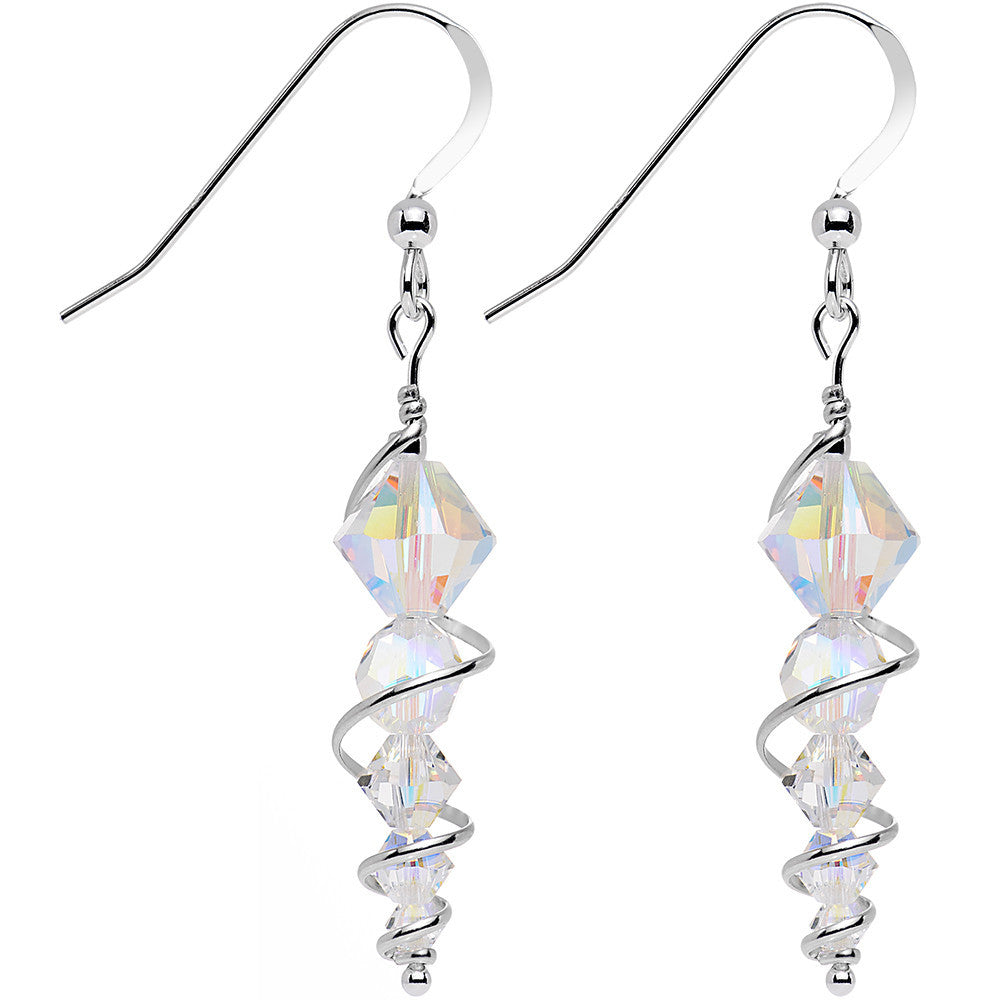 925 Sterling Icicle Drop Earrings Created with Crystals
