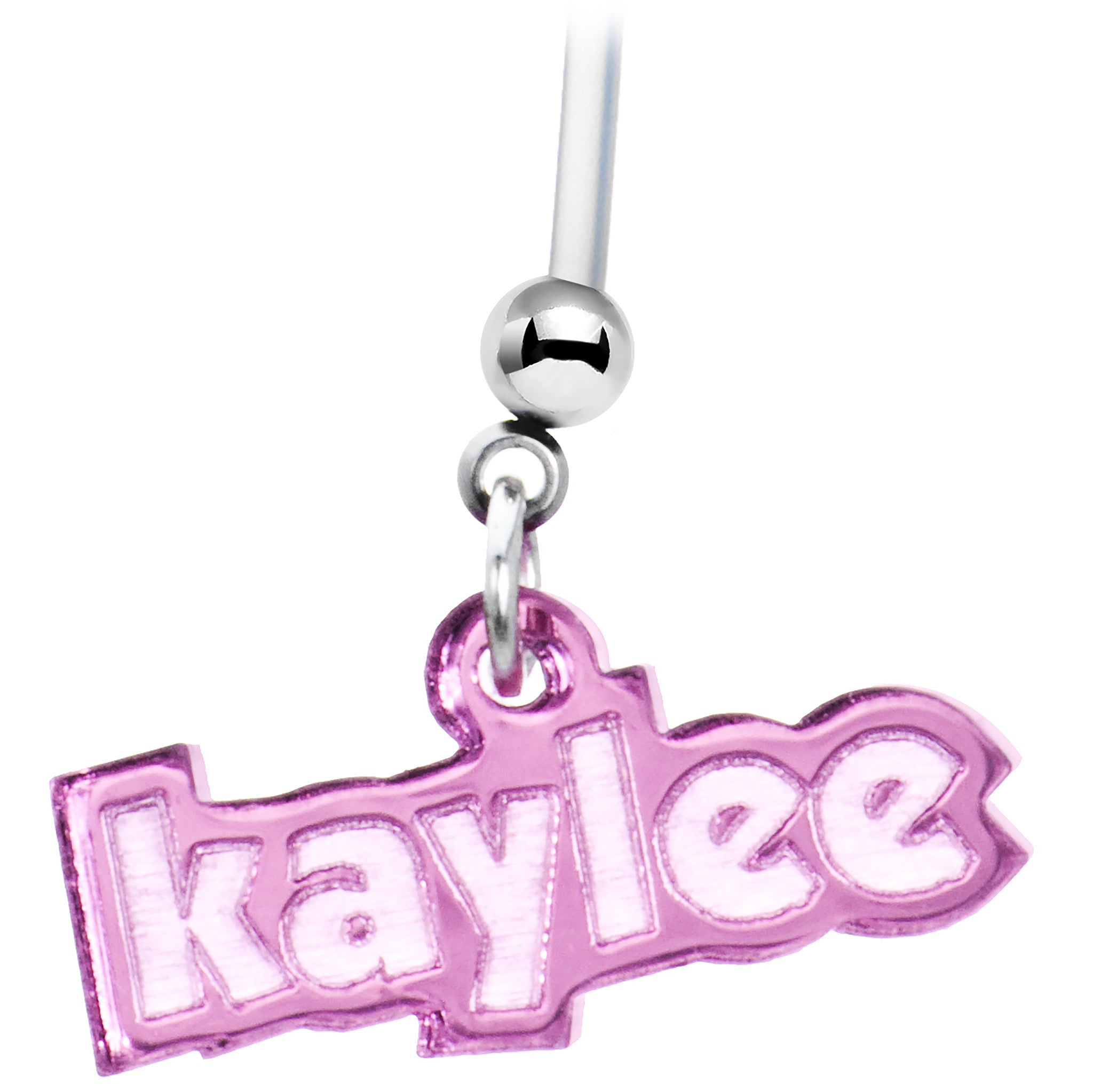 Custom Flexible PTFE Pink Personalized Name Pregnancy Belly Ring