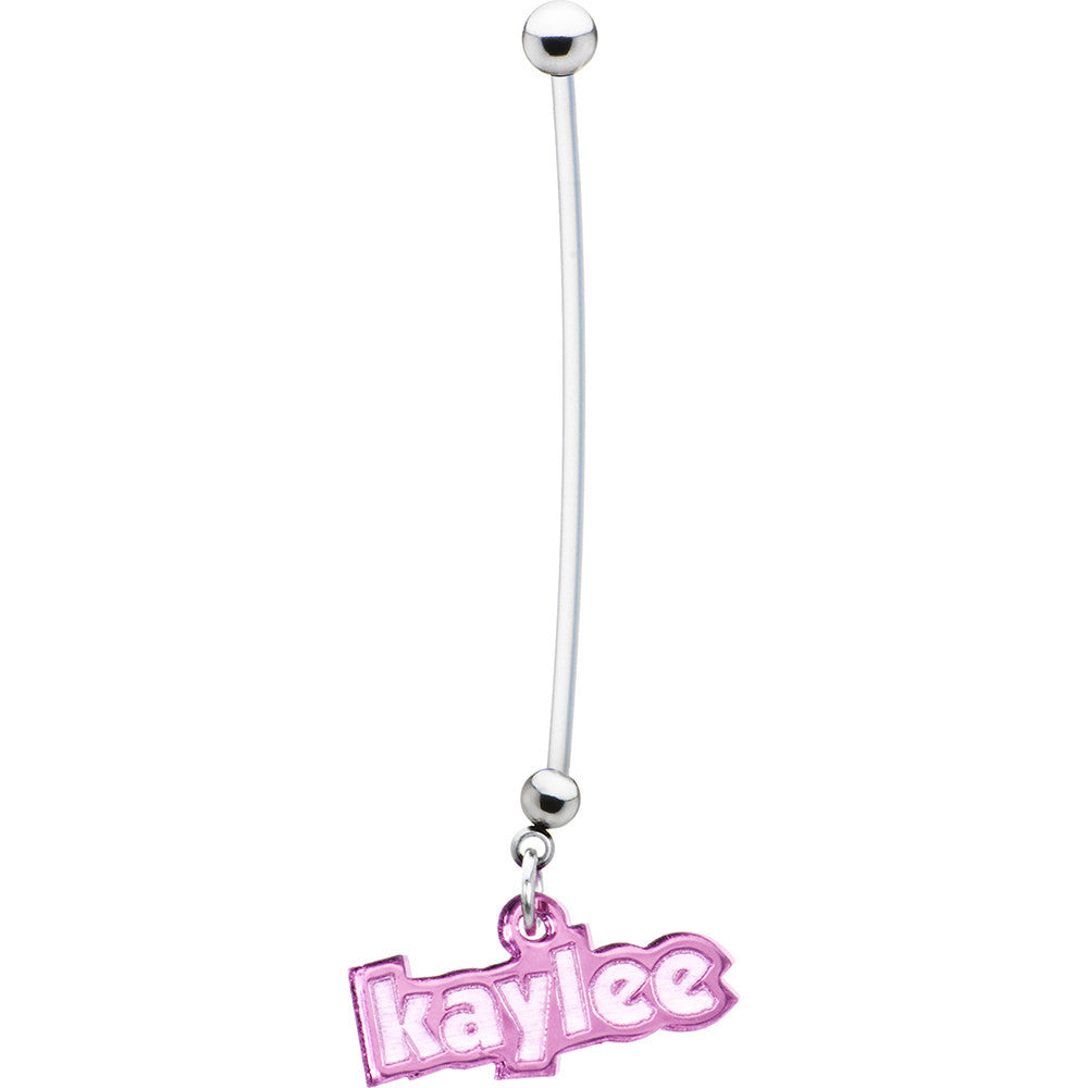 Custom Flexible PTFE Pink Personalized Name Pregnancy Belly Ring