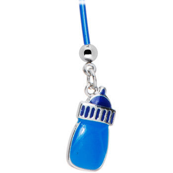 Blue Baby Bottle Pregnant Belly Ring