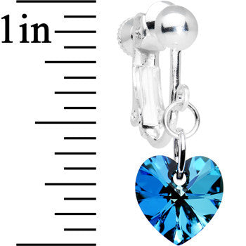 Bermuda Blue Heart Clip Earrings Created with Crystals