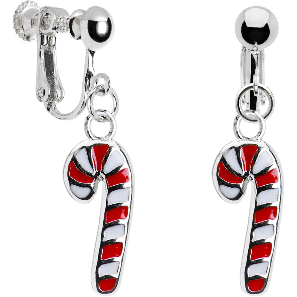 Candy Cane Clip Earrings