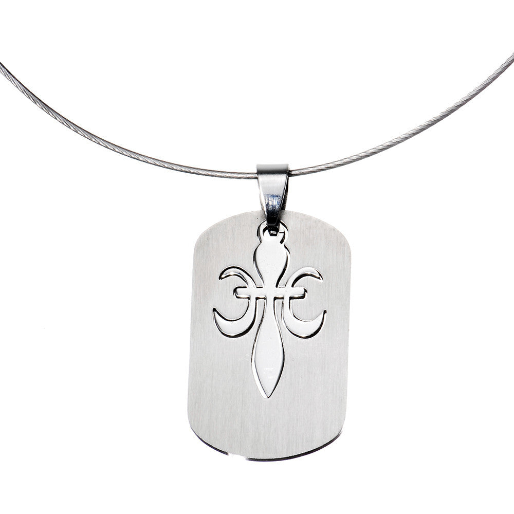 Stainless Steel Fleur De Lis Choker Necklace