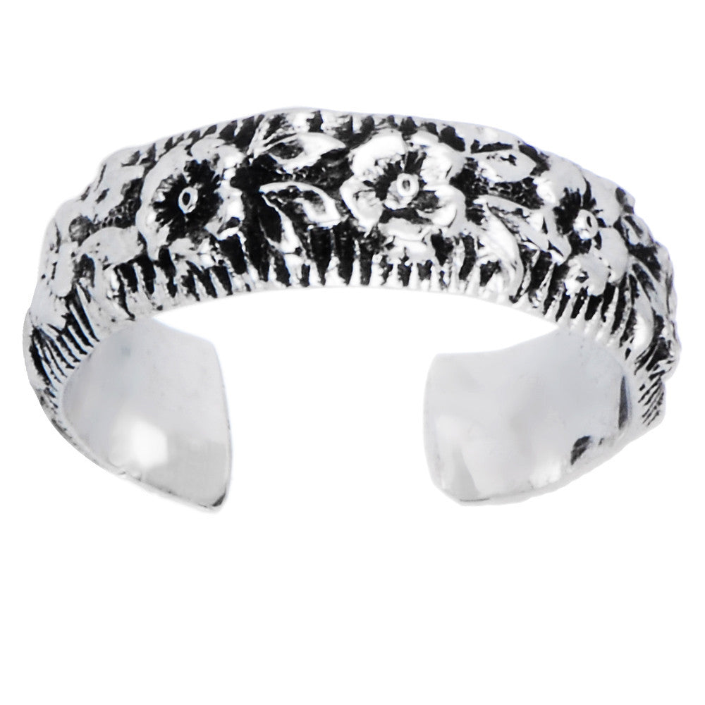 Handcrafted Sterling Silver Flower Toe Ring