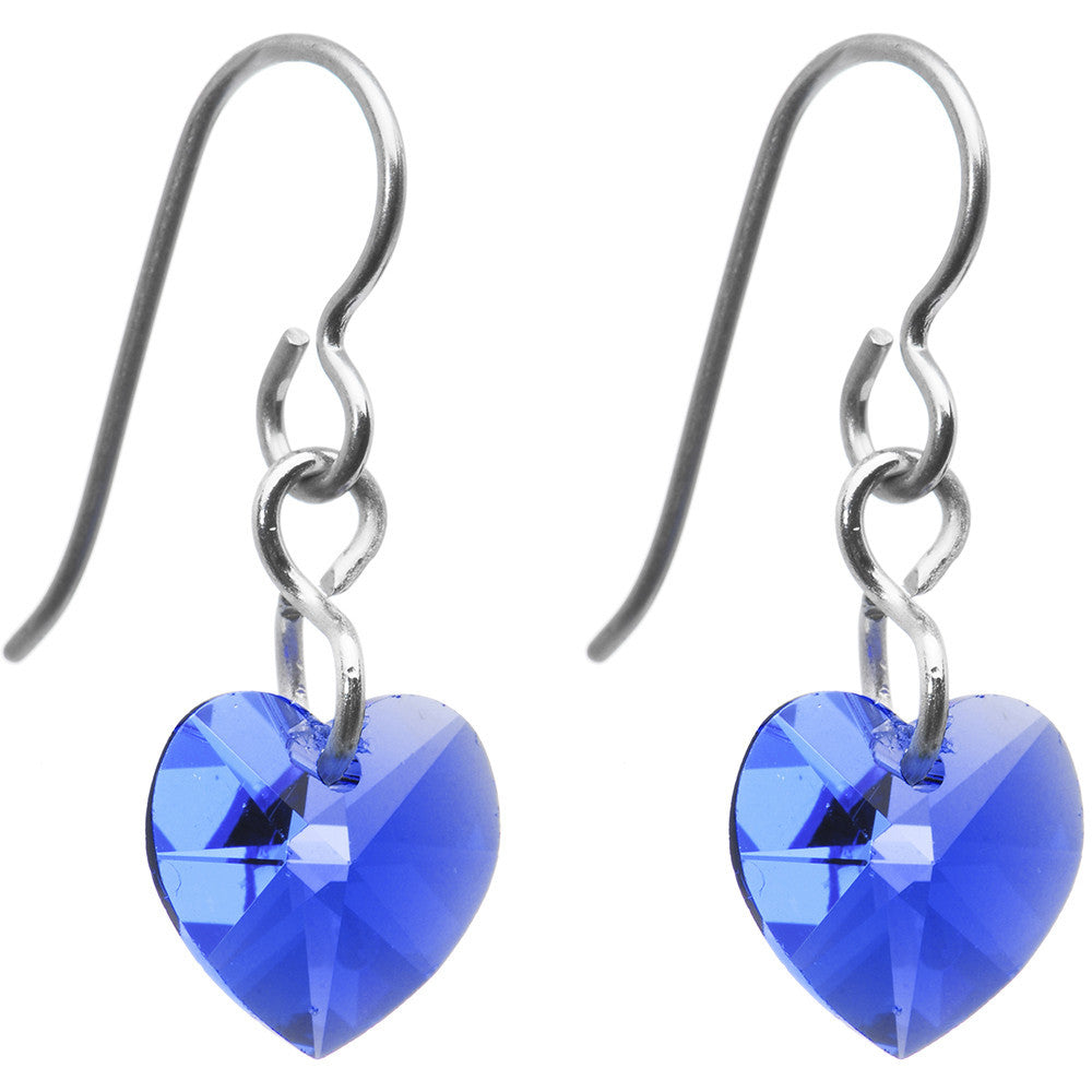 Titanium Heart September Earrings Created with Crystals
