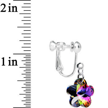 Handcrafted Crystal Vitrail Flower Clip On Earrings