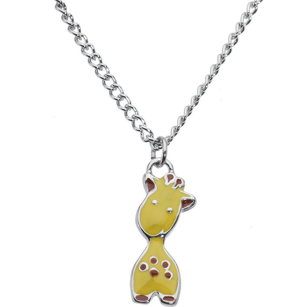 Yellow Enamel Baby Giraffe Pendant Necklace