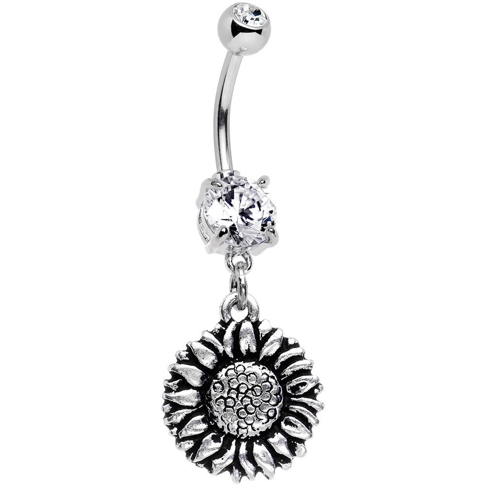 Handcrafted Crystalline Gem Sunflower Belly Ring
