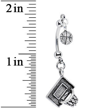 Handcrafted Shooting Hoops Basketball Double Mount Belly Ring