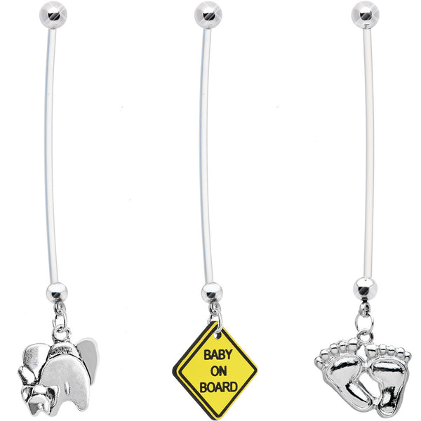 Getting Ready for Baby Pregnancy Belly Ring 3 Pack Set BodyCandy