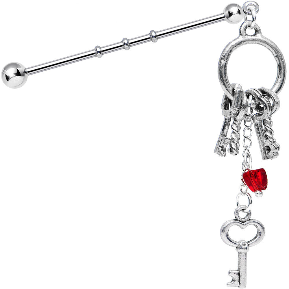 Handcrafted Entire Ring of Keys to Your Heart Industrial Barbell
