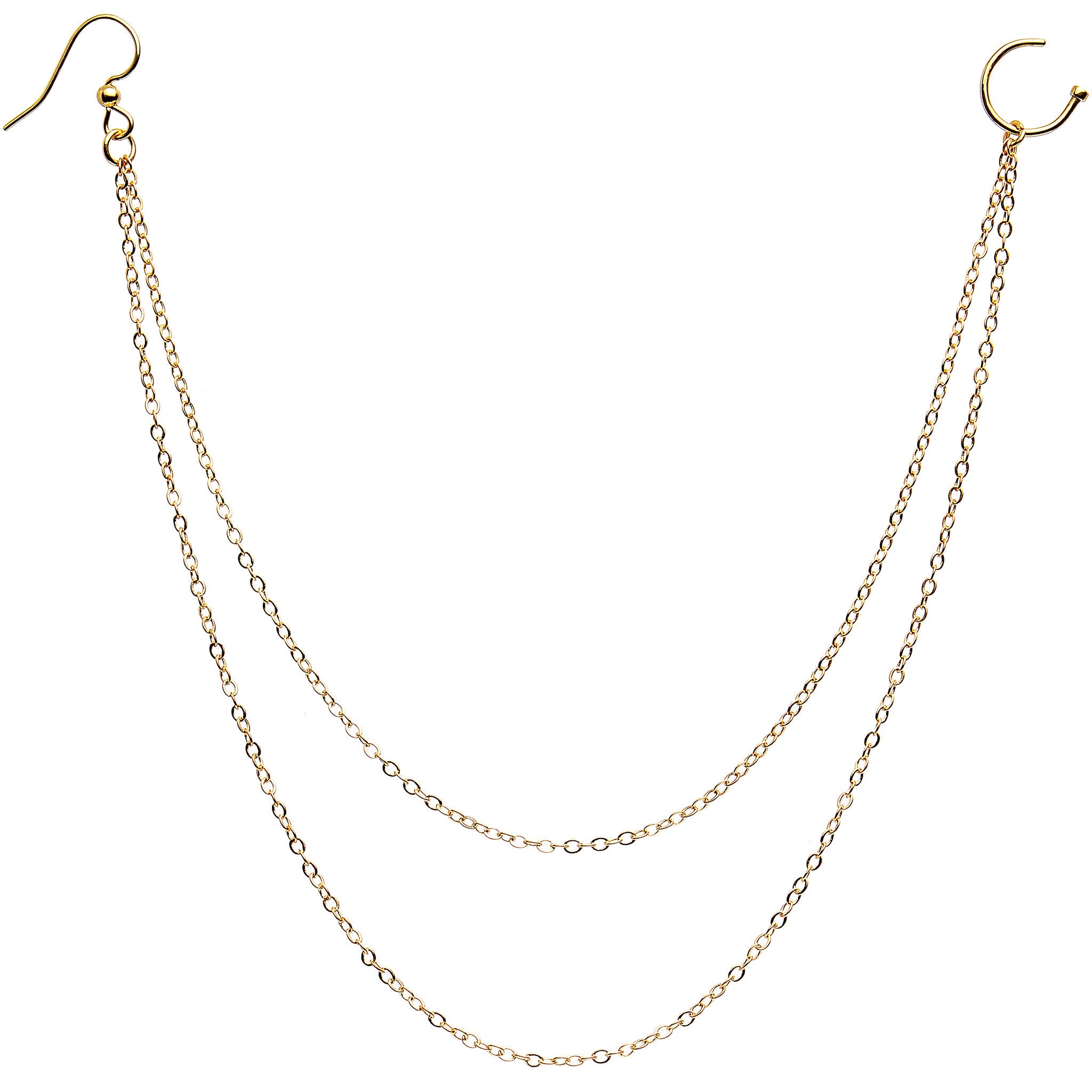 Handcrafted Pirate Booty Gold Plated Ear to Nose Chain 20G 5/16