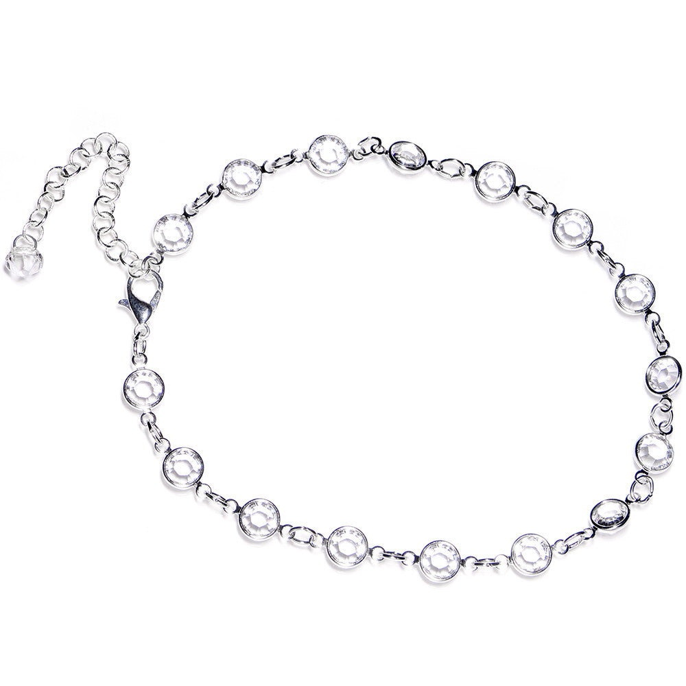 Handmade Clear Gem Ankle Bracelet Created with Crystals