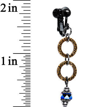 Handmade Tribal Rings Clip On Earrings Created with Crystals