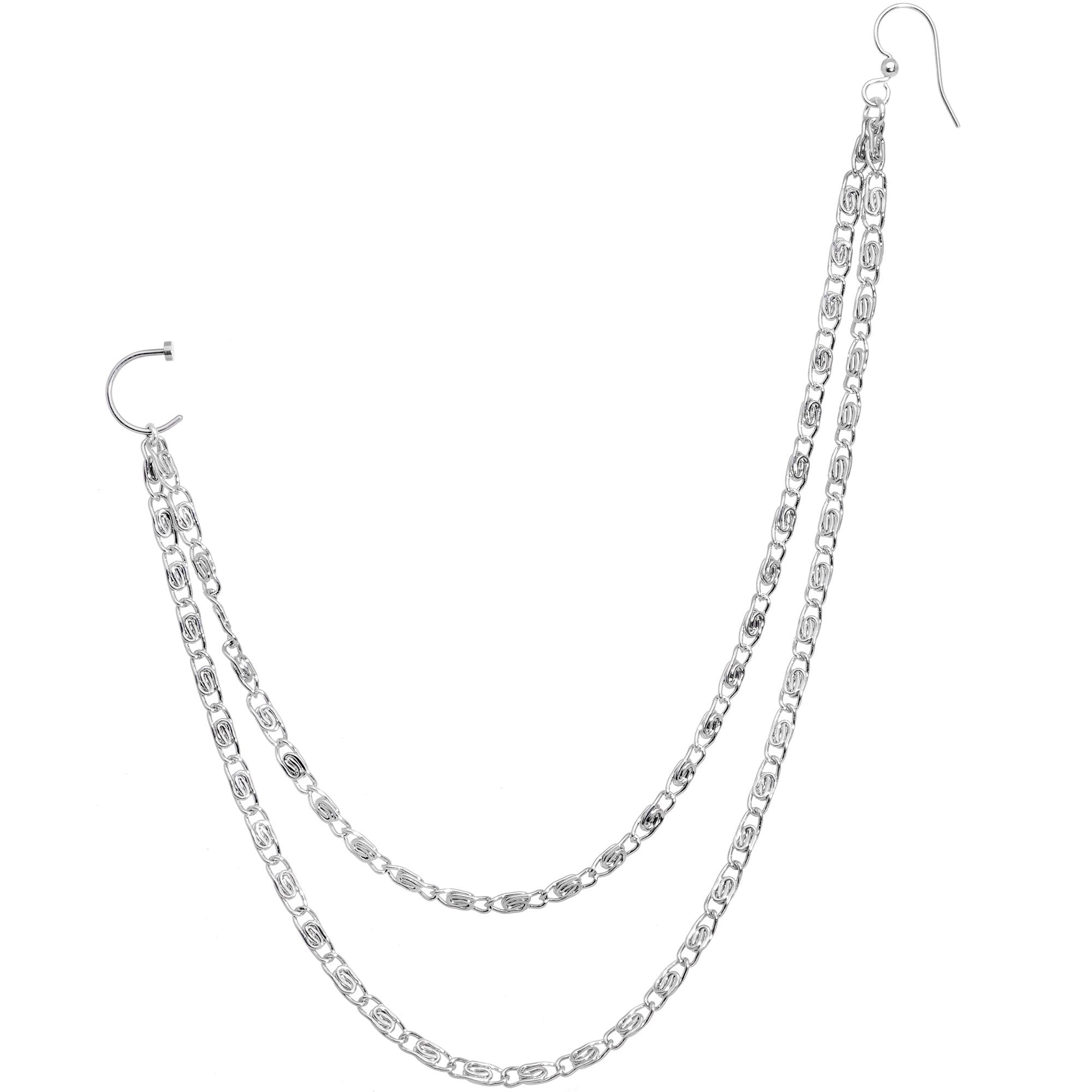 Handcrafted 18G Double Sweep Ear to Nose Chain