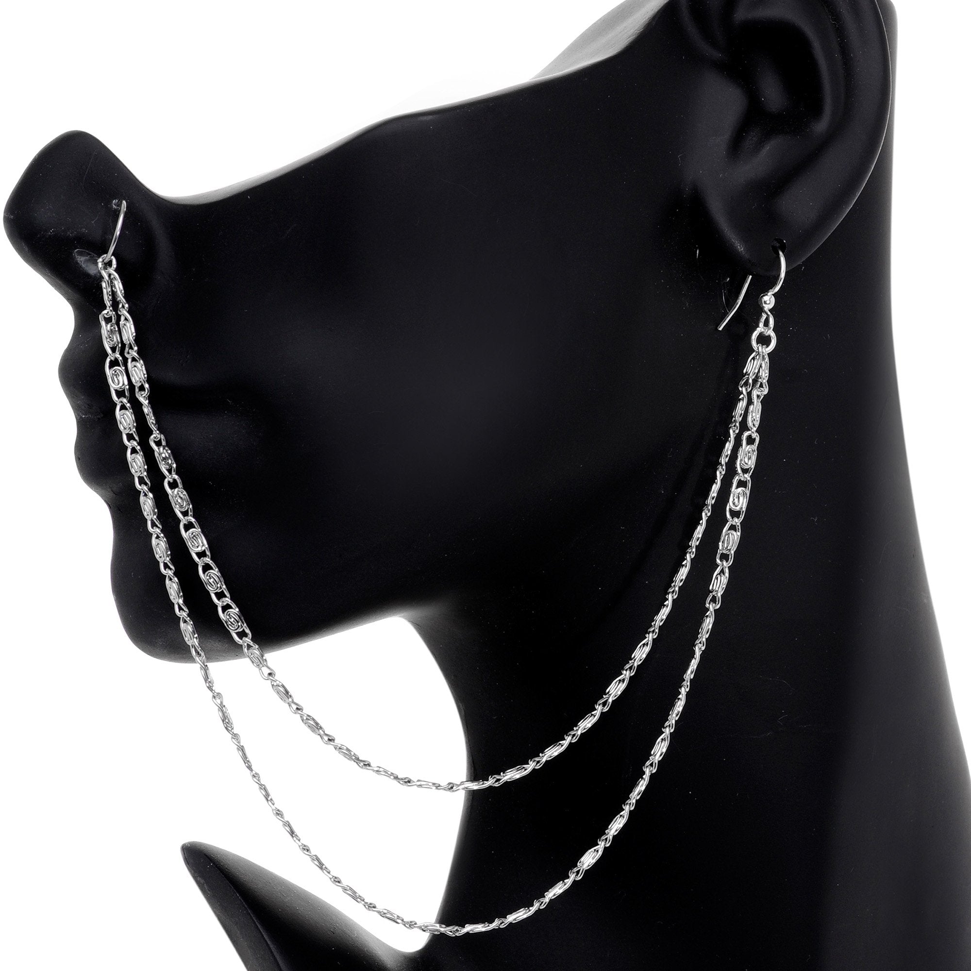 Handcrafted 18G Double Sweep Ear to Nose Chain