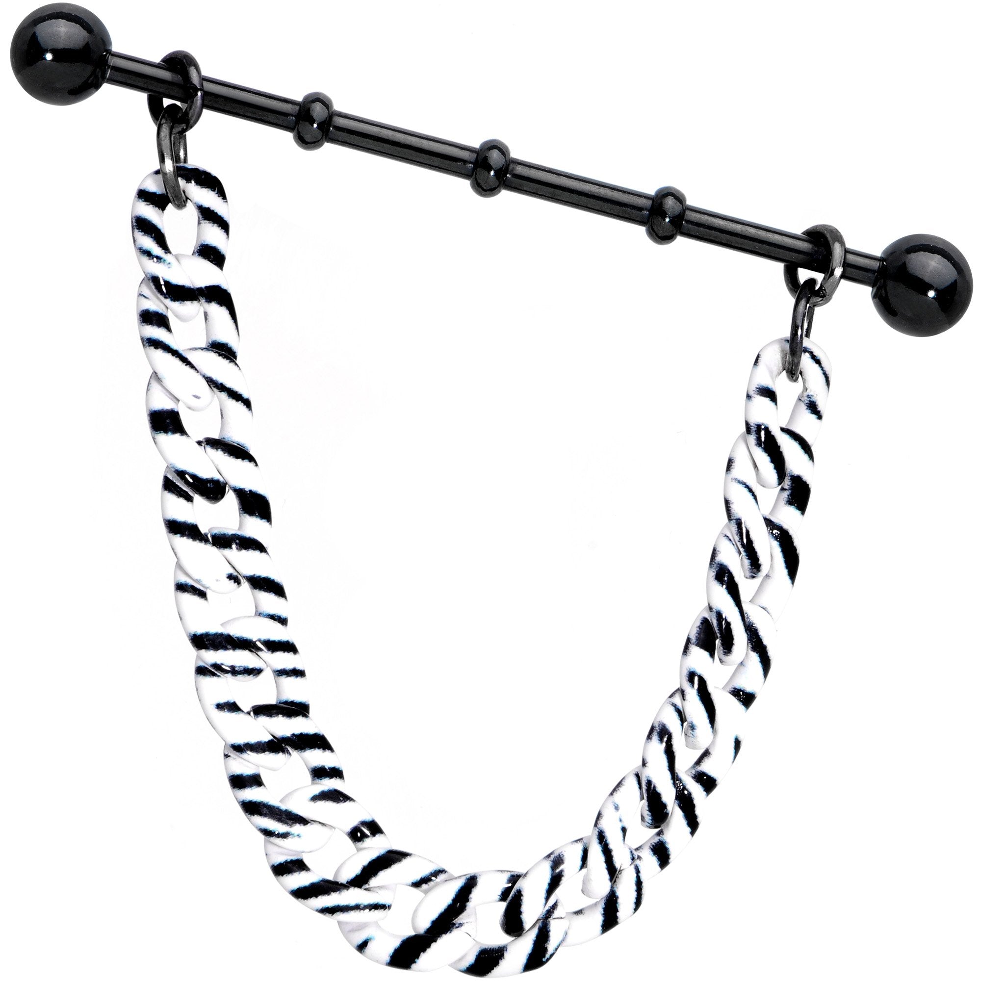 Handcrafted Anodized Titanium Zebra Stripe Industrial Barbell 38mm