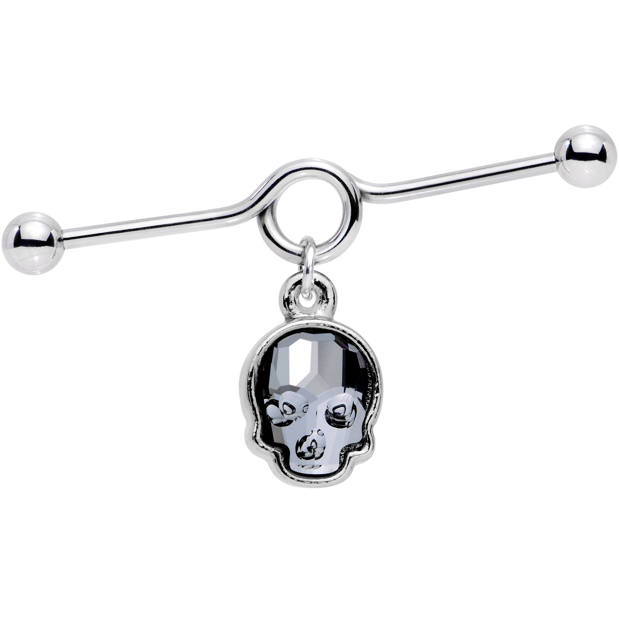 Sugar Skull Industrial Barbell Created with Crystals