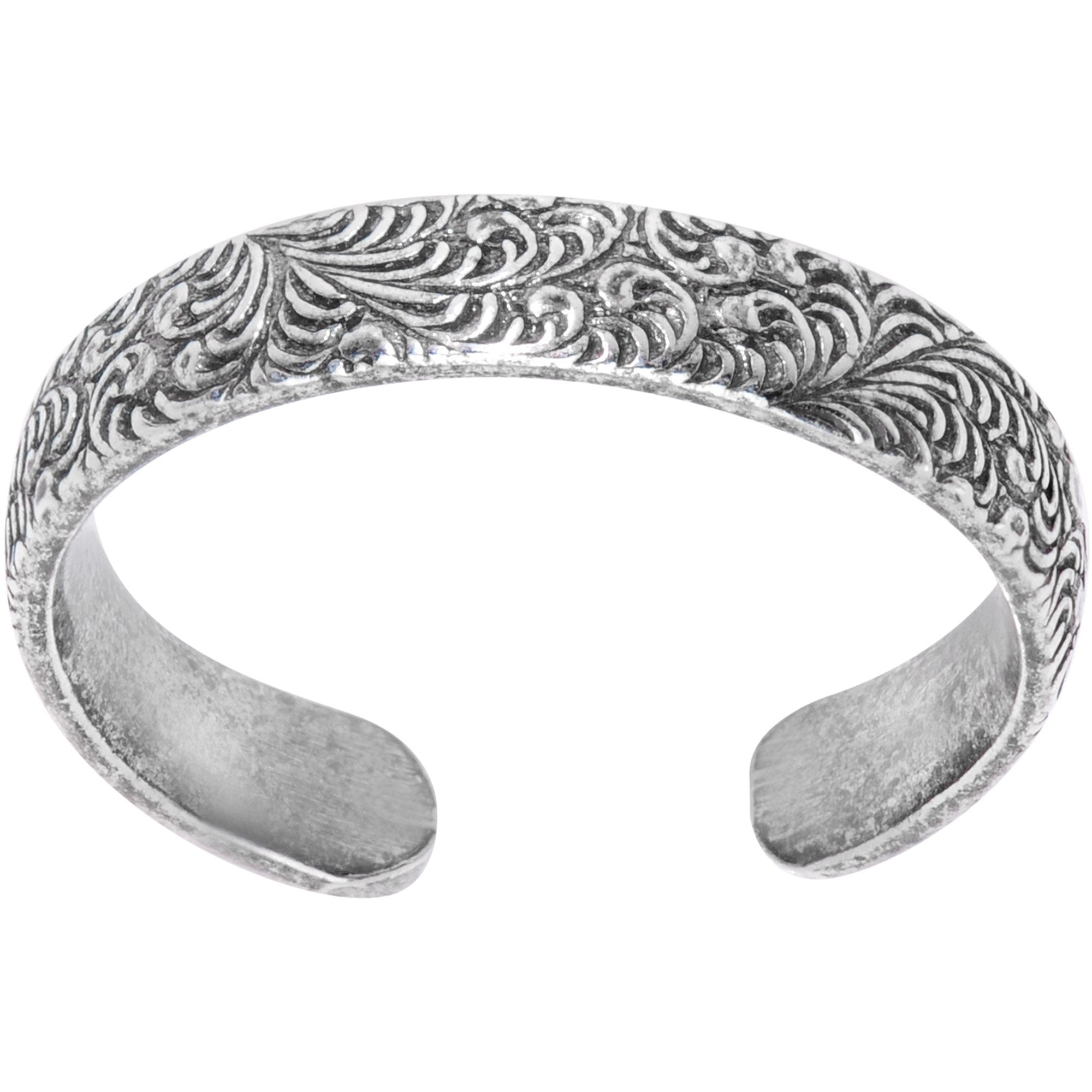 Handcrafted 925 Sterling Silver Leafy Swirl Toe Ring