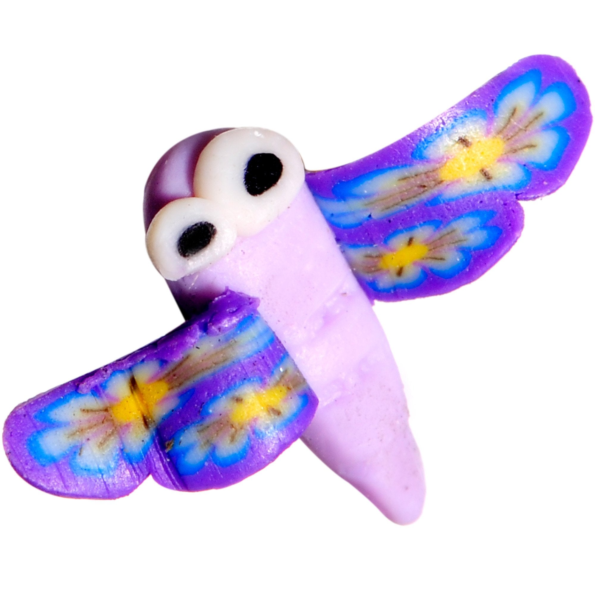 Handcrafted 1/4 5/16 Bioplast Purple Dragonfly Push In Cartilage Earring