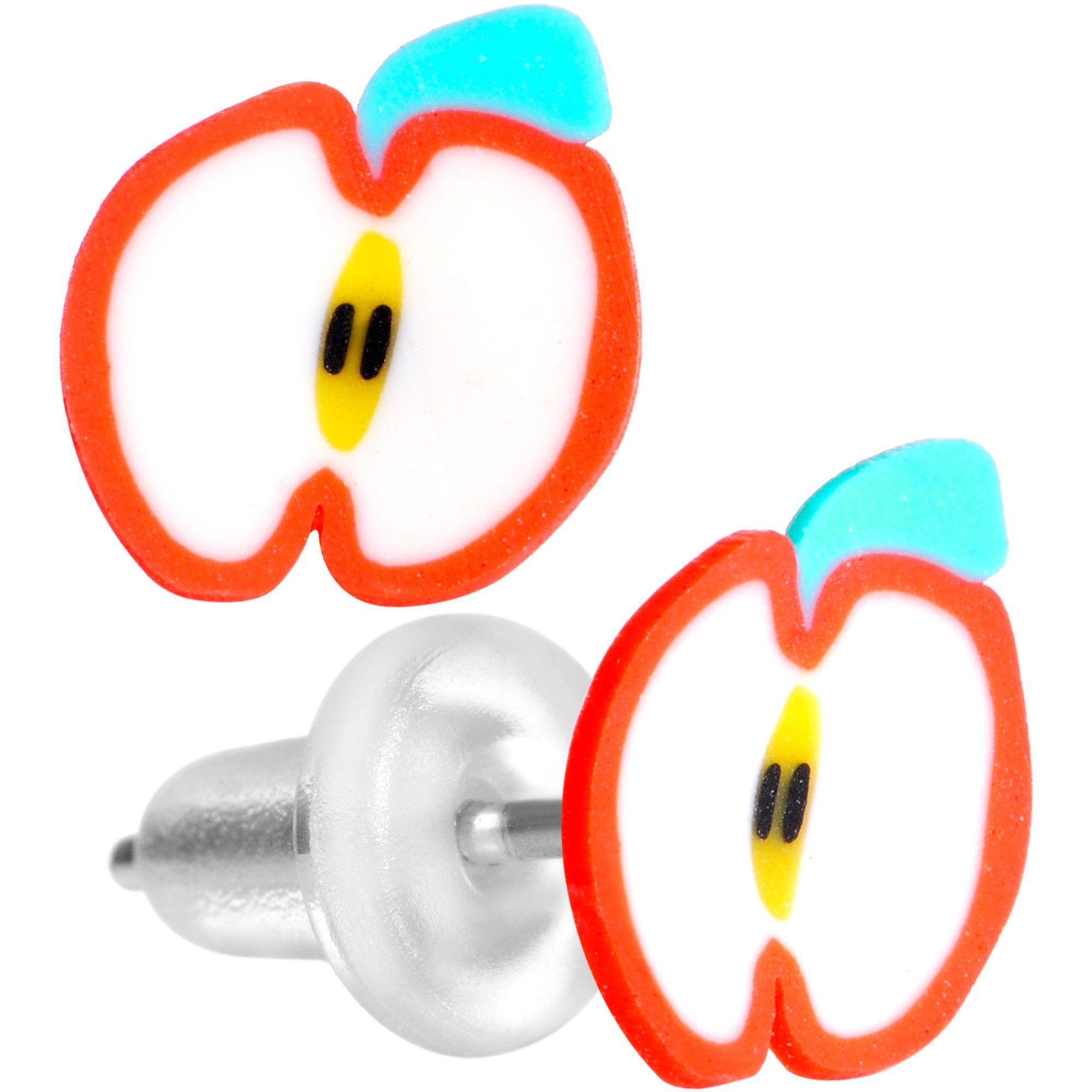 Handcrafted Silver Plated Juicy Apple Stud Earrings