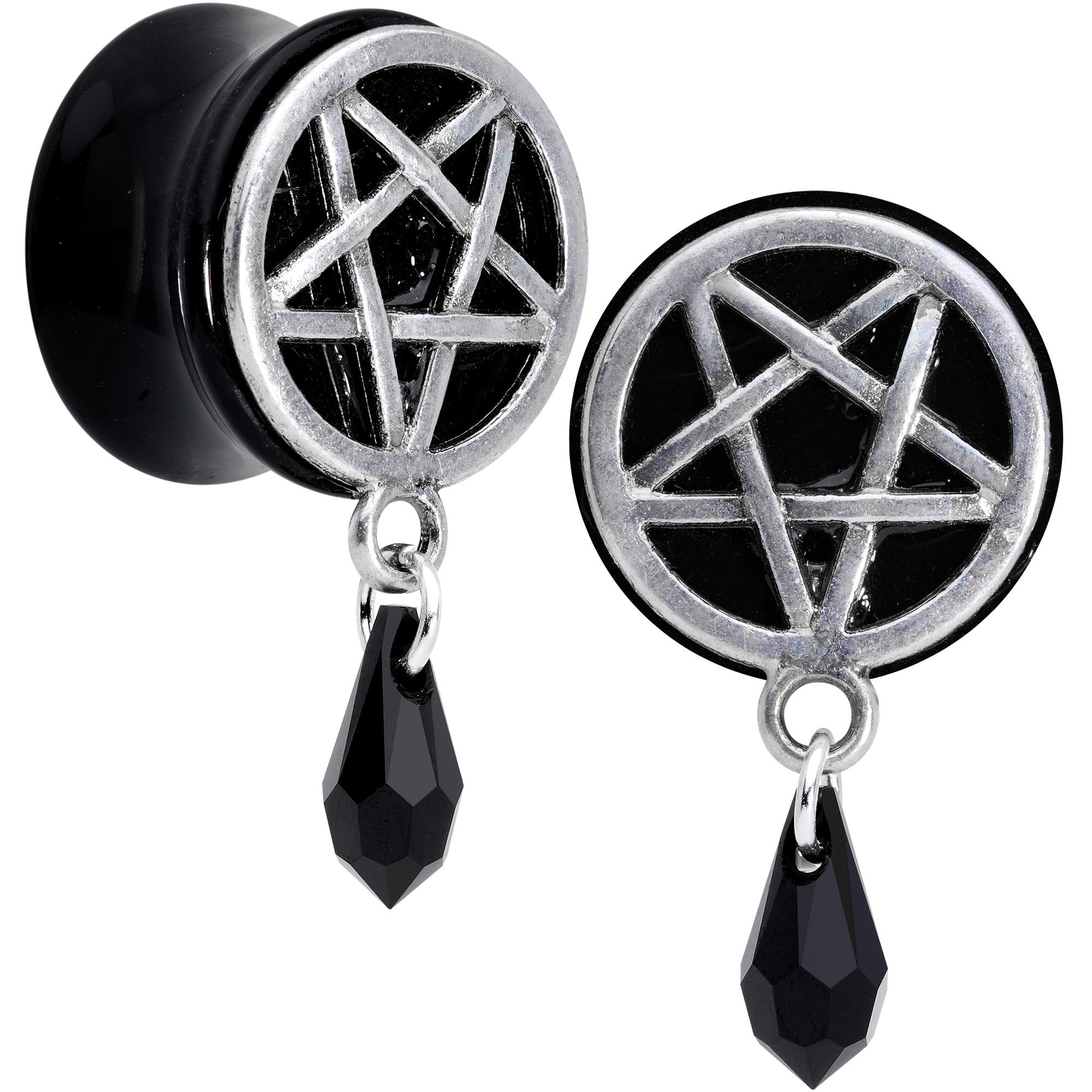 Pentagram Saddle Plug Set Created with Crystals 00G to 19mm
