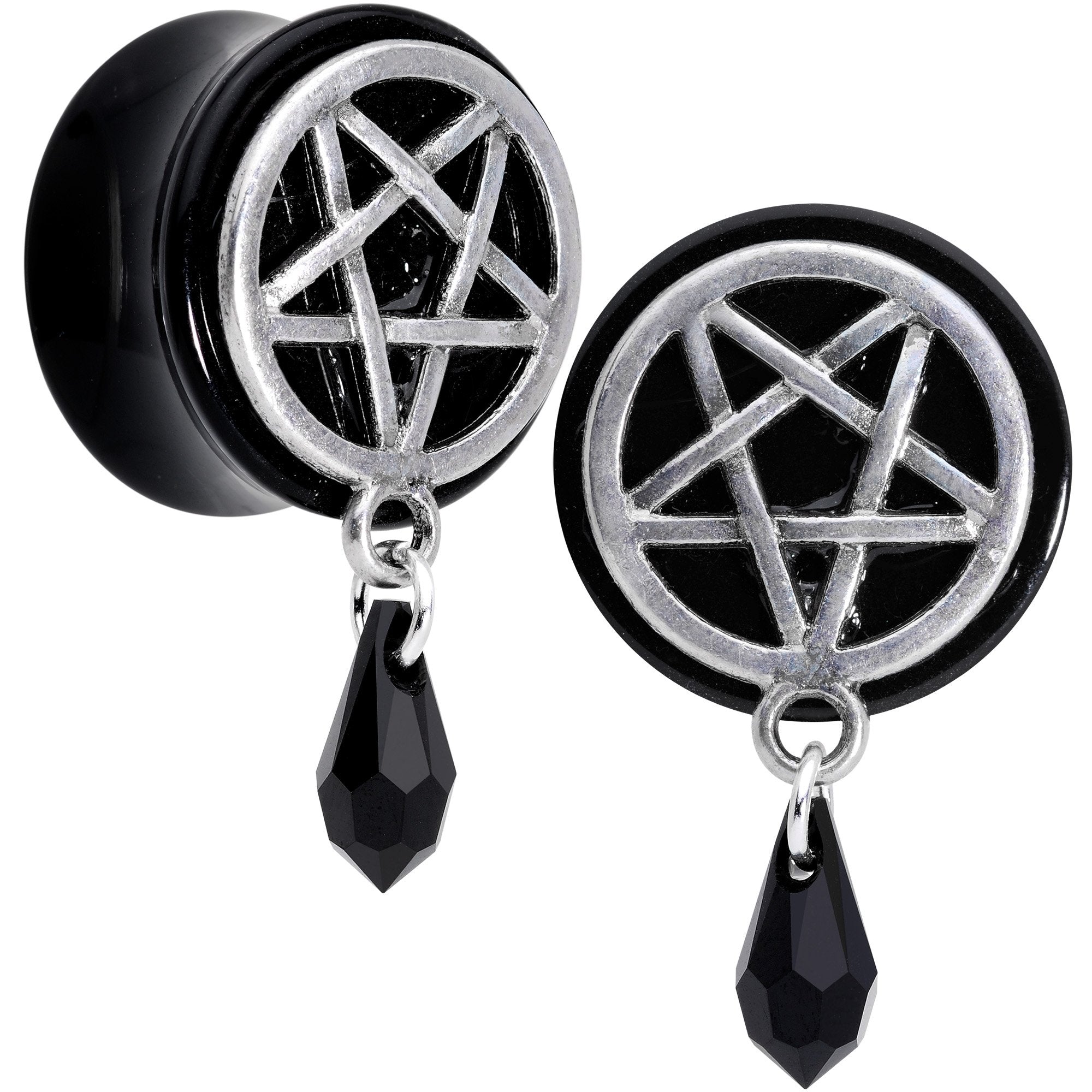 Pentagram Saddle Plug Set Created with Crystals 00G to 19mm