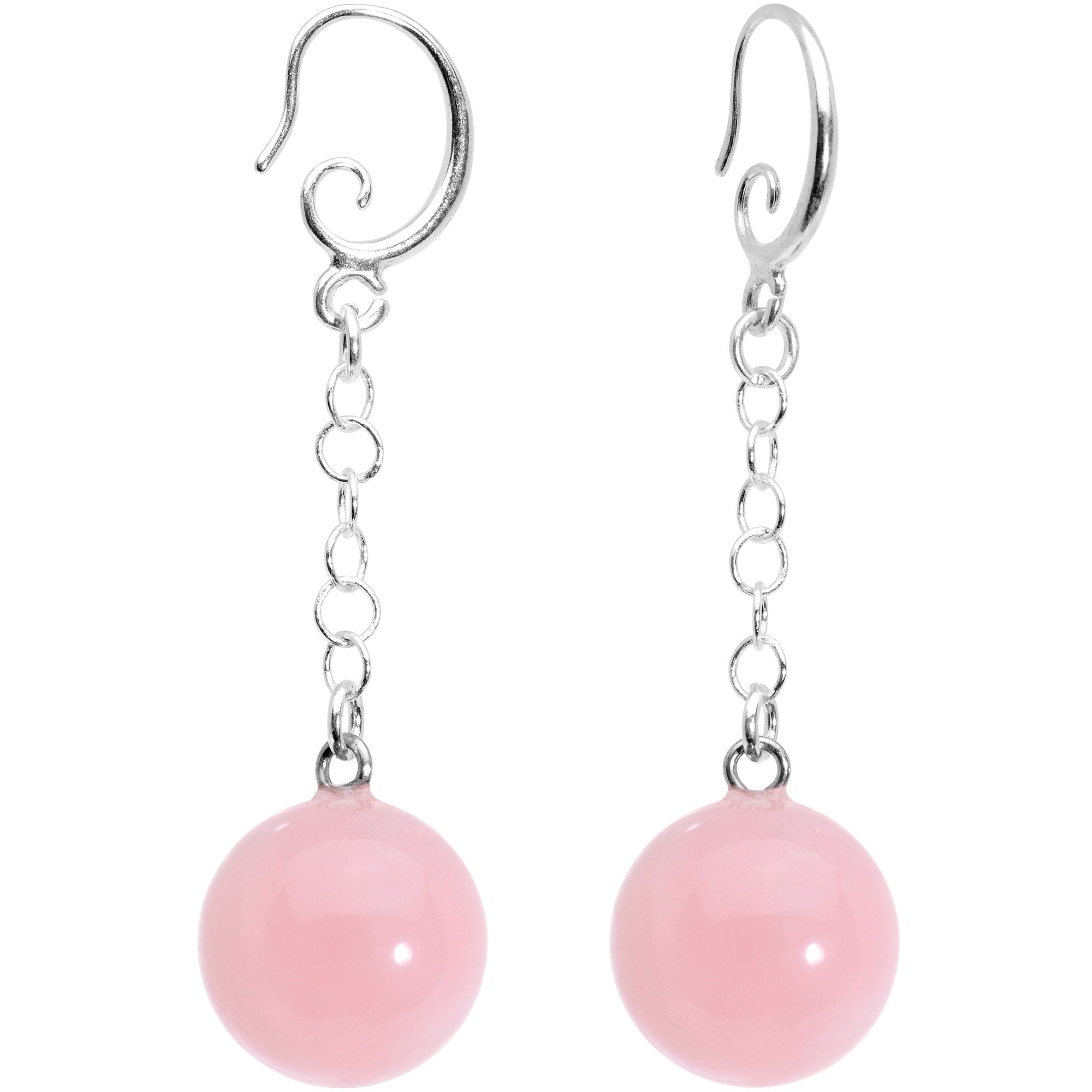 Handcrafted Pink Quartz Jawbreaker Dangle Fishhook Earrings