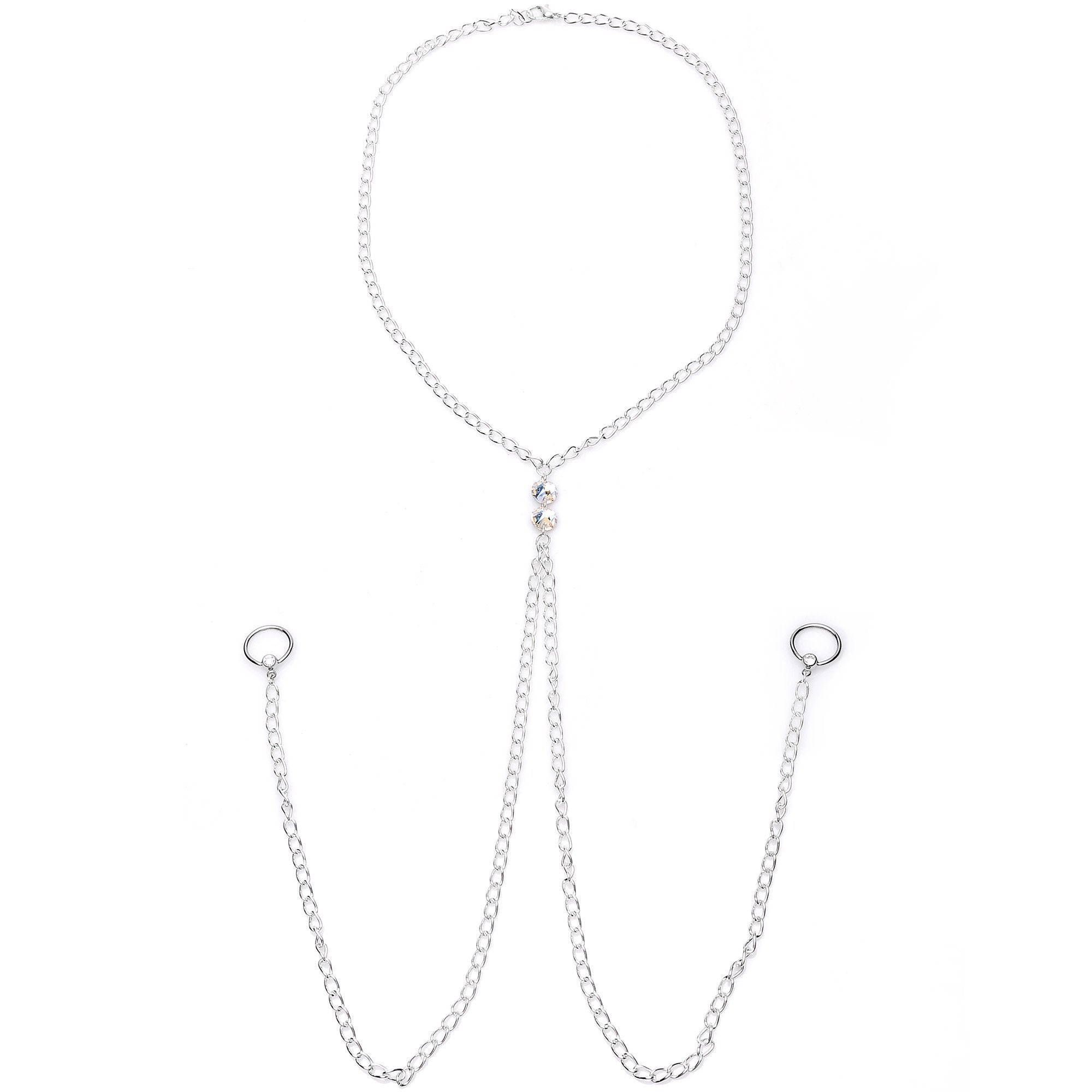 Brilliant BCR Necklace to Nipple Chain Created with Crystals