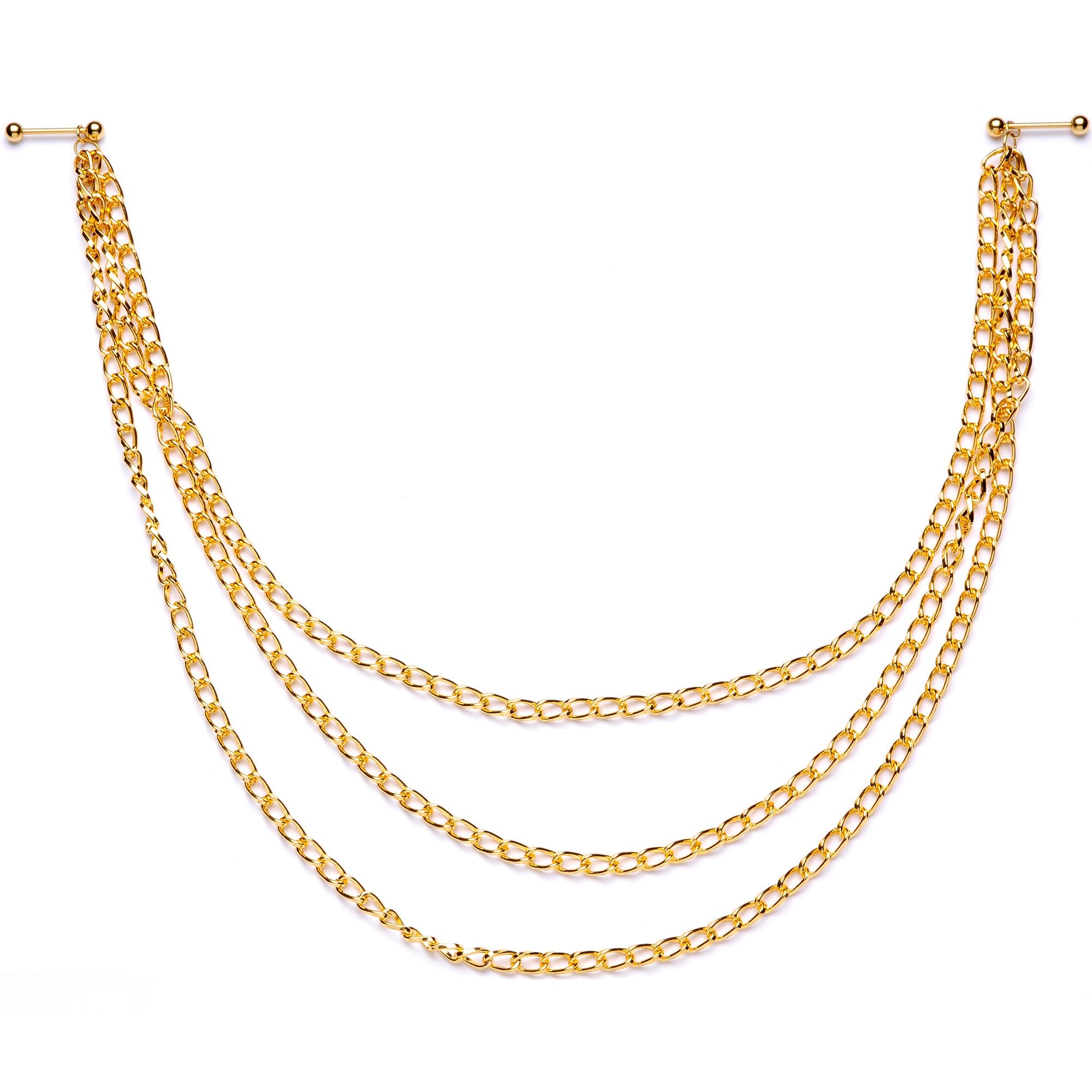 5/8 Handcrafted Electro Plated Triple Threat Dangle Nipple Chain