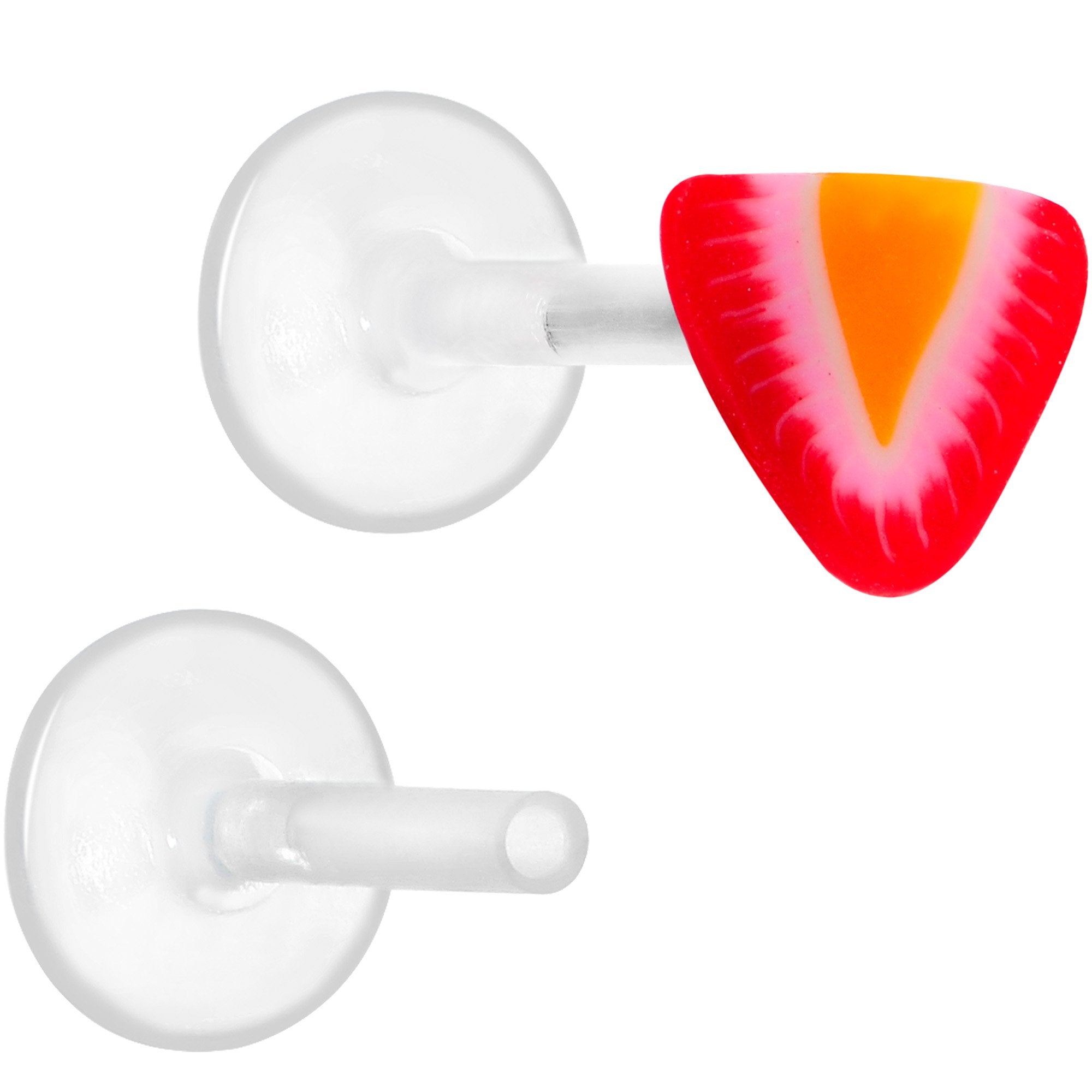 Handmade 1/4 5/16 Bioplast Red Strawberry Push In Cartilage Earring