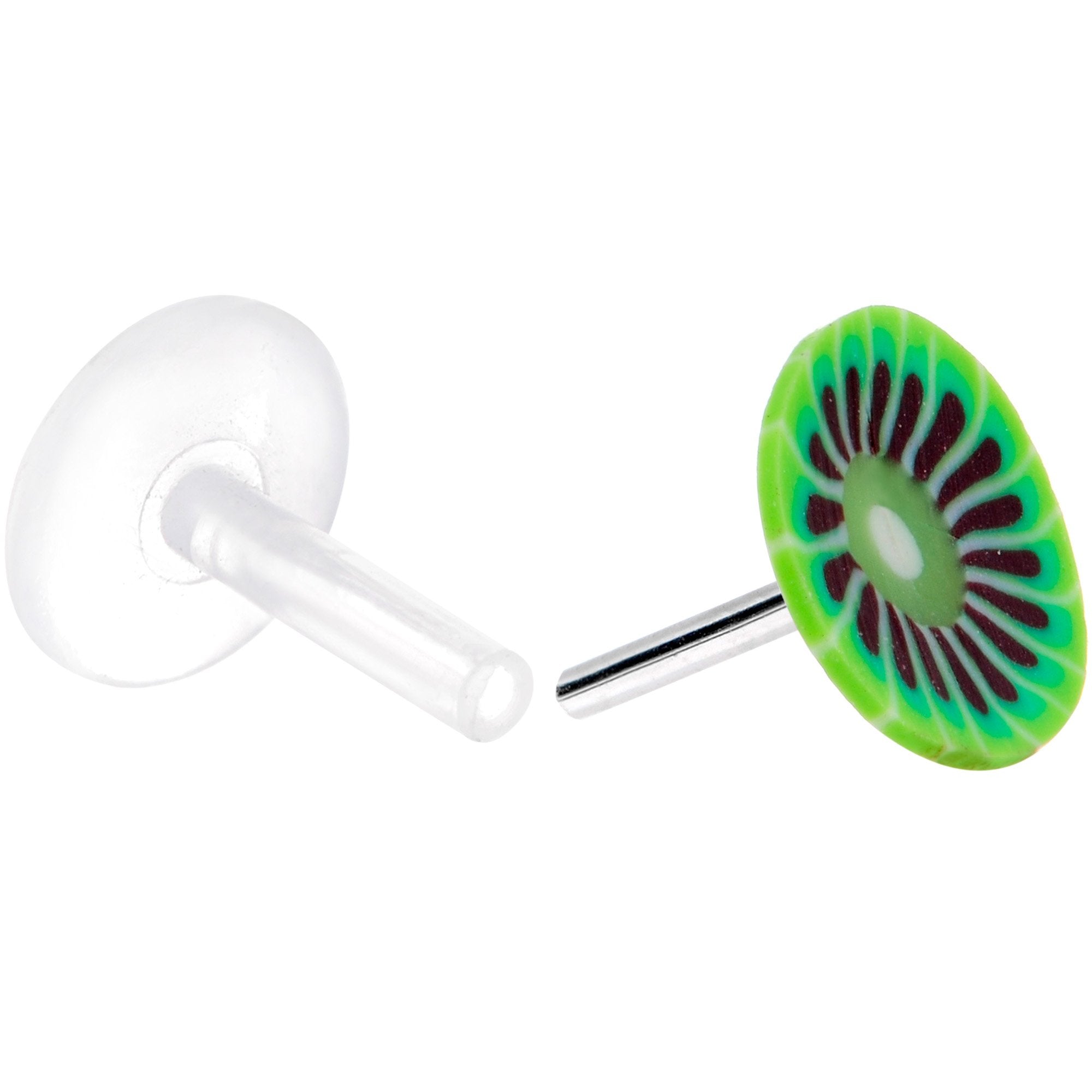 Handmade 1/4 5/16 Bioplast Green Kiwi Push In Cartilage Earring