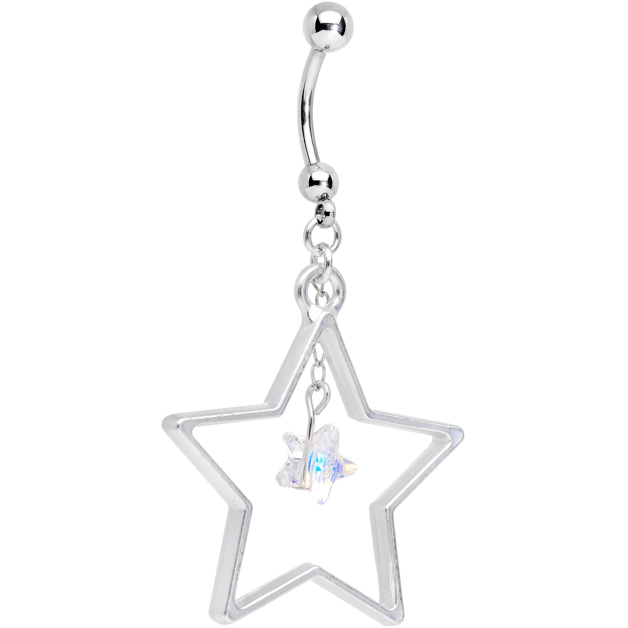 Handmade Starlight Dangle Belly Ring Created with Crystals