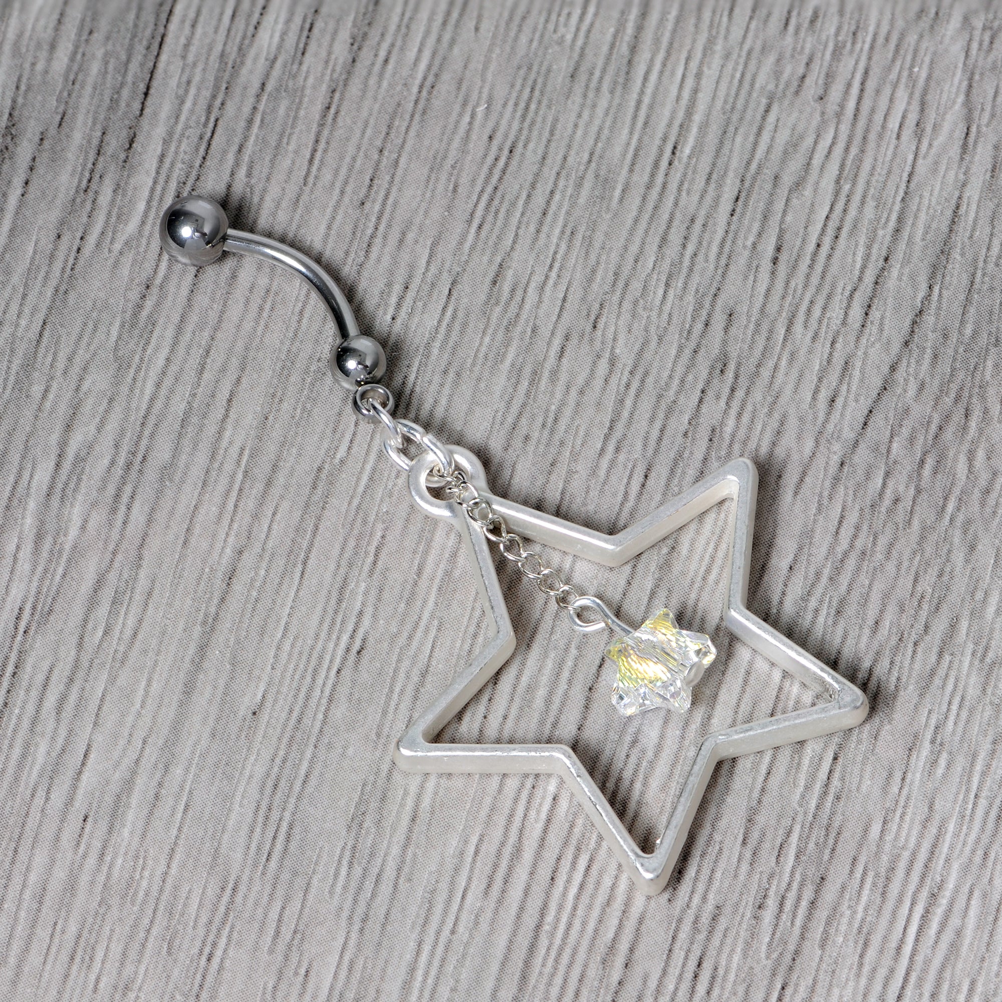 Handmade Starlight Dangle Belly Ring Created with Crystals