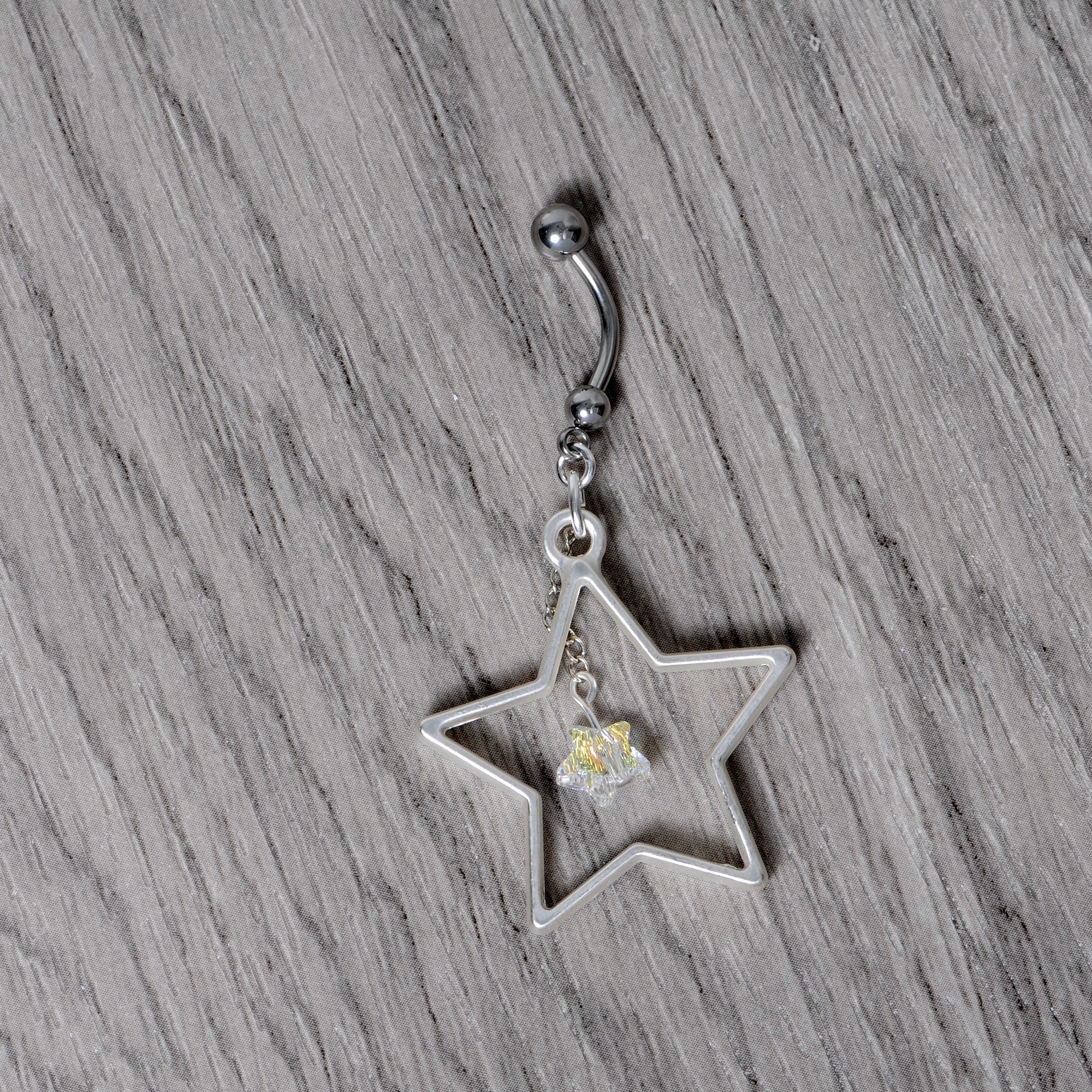 Handmade Starlight Dangle Belly Ring Created with Crystals