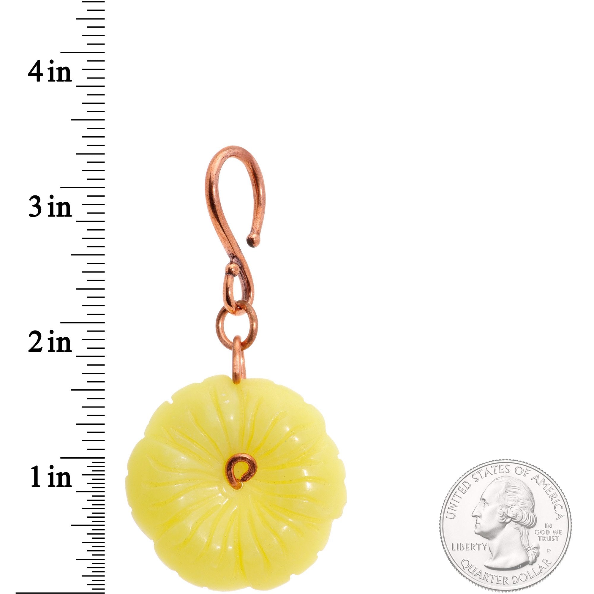 Handcrafted Copper Plated Yellow Butter Jade Flower Ear Weights