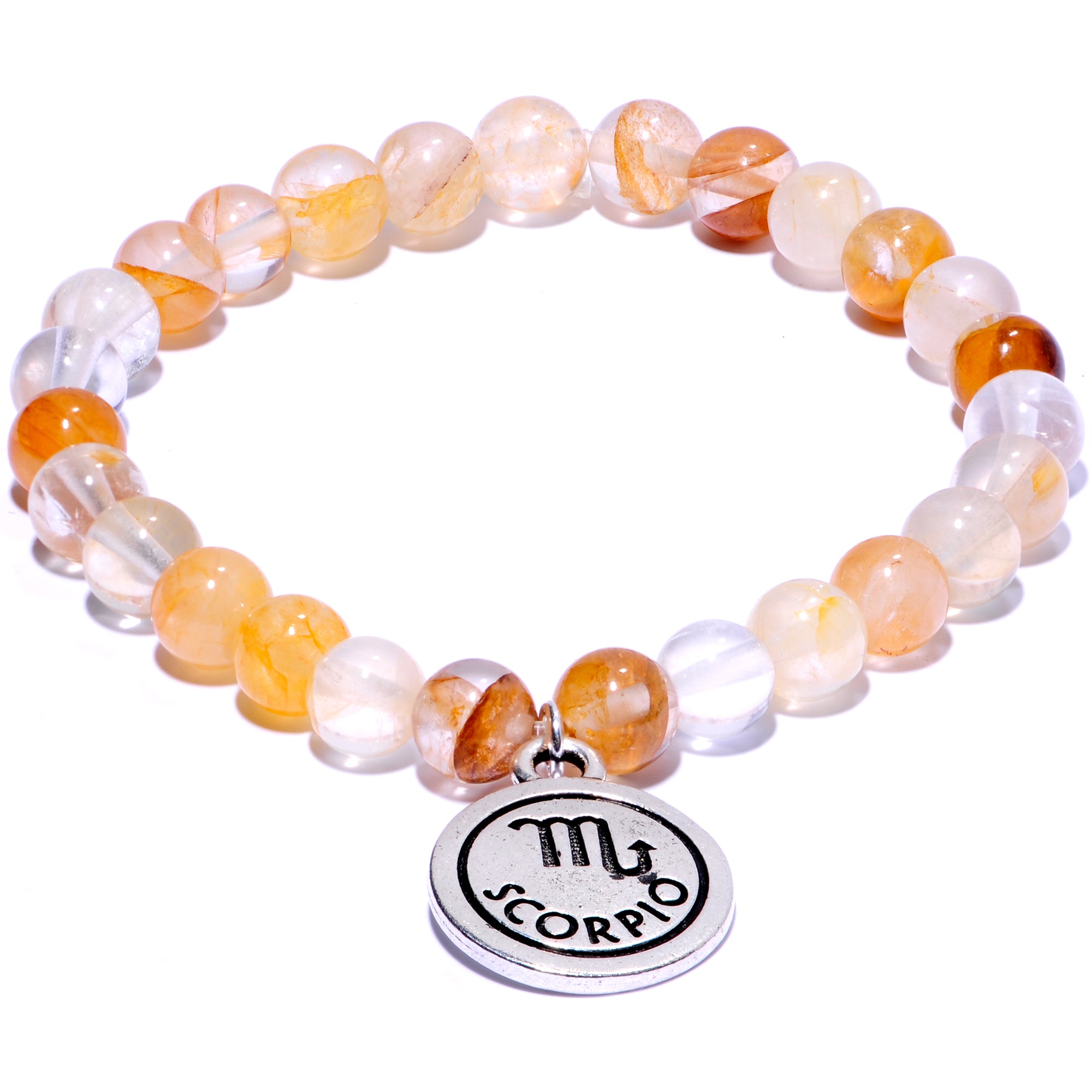 Handmade Lava Stone Citrine Scorpio Zodiac Bracelet Set of 2