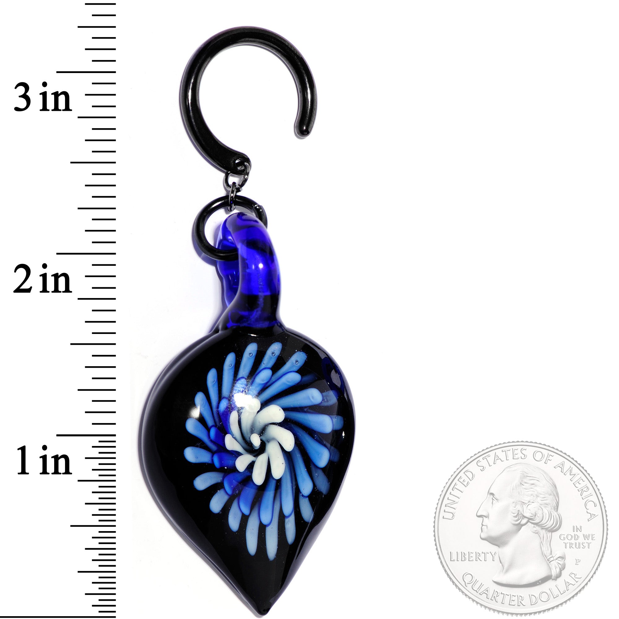 Handcrafted Black Titanium IP Blue Nova Glass Ear Weights