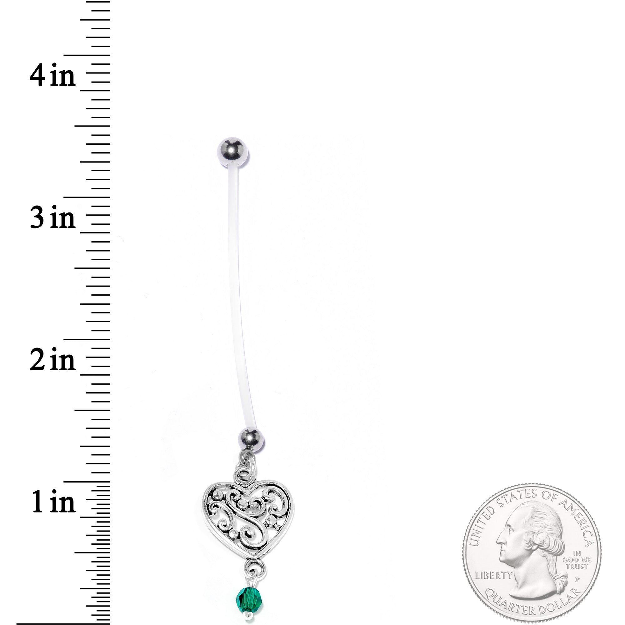 Handmade Heart Pregnancy Belly Ring Created with Crystals