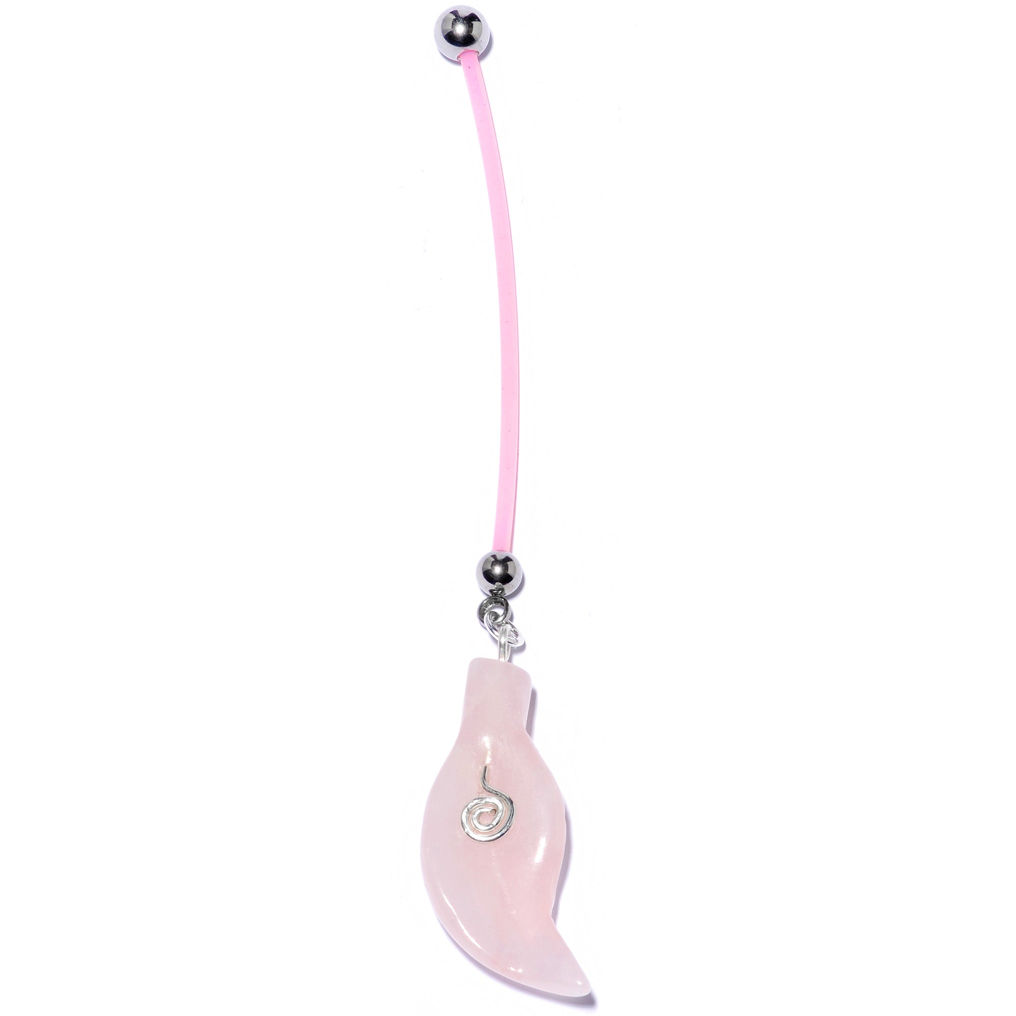 Handcrafted Natural Rose Flower Quartz Leaf Dangle Pregnancy Belly Ring