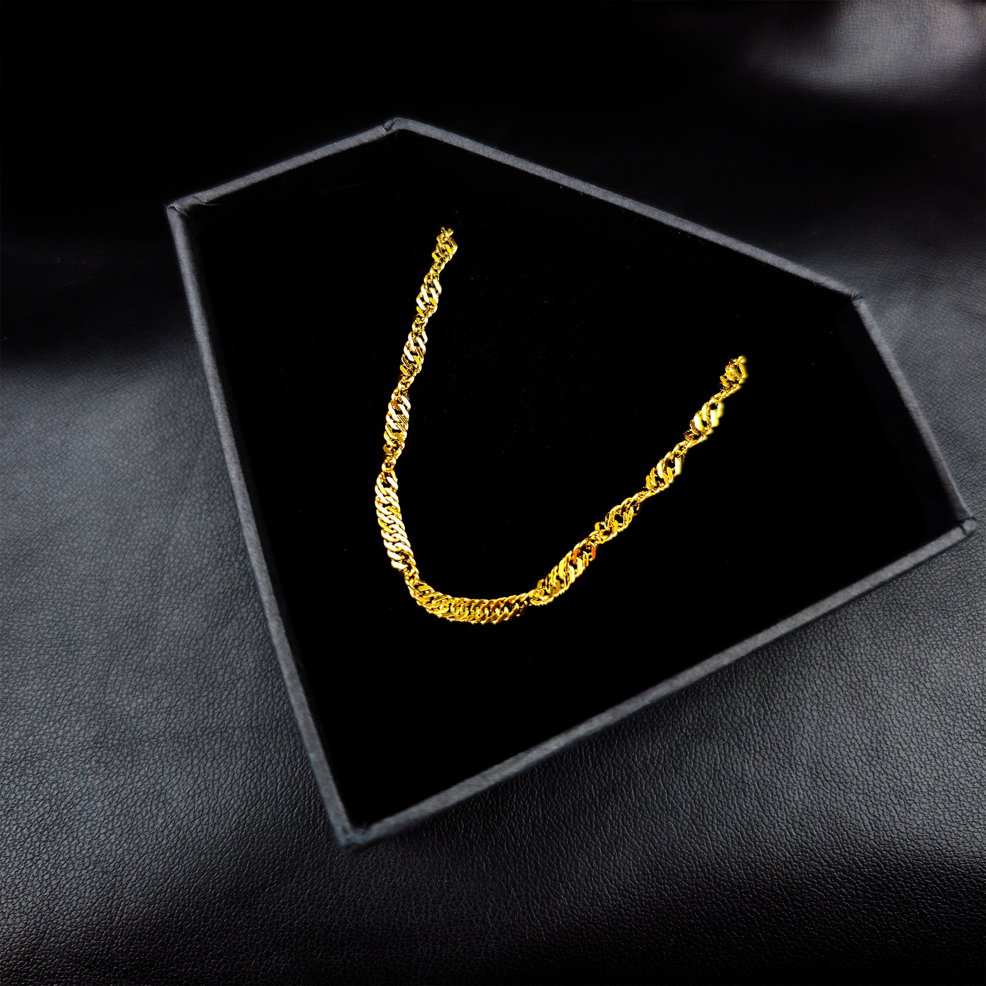 Stainless Steel Gold Tone PVD Twisted Luxe Chain Layering Necklace