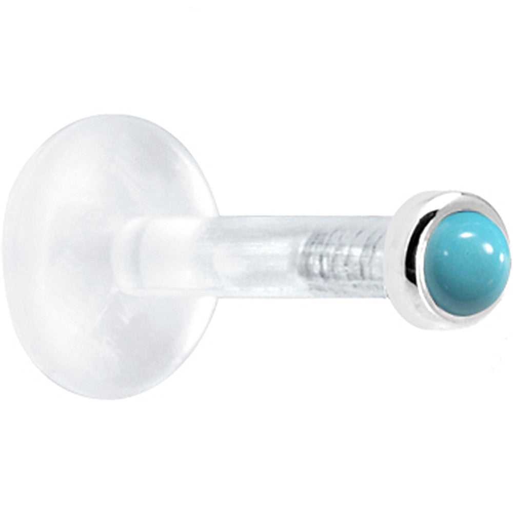 Solid 14K White Gold 2mm Genuine Turquoise Bioplast Push in Monroe