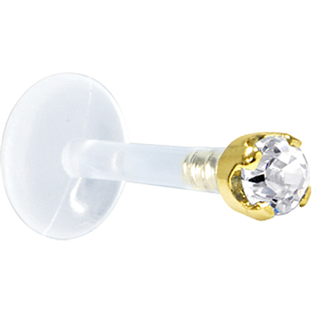 Solid 14K Yellow Gold 1.5mm Genuine Diamond Bioplast Push in Monroe