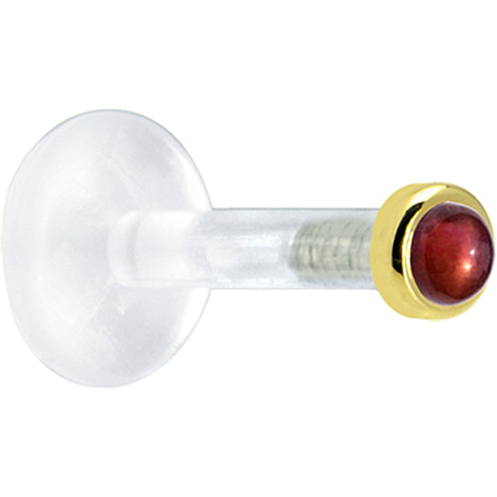 Solid 14K Yellow Gold 2mm Genuine Red Garnet Bioplast Push in Monroe